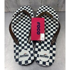 NASCAR Daytona 500 FOCO Glitter Checkered Flip Flop Sandals Women’s XL 11-12